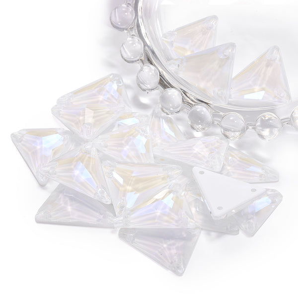Electric Neon White Slim Triangle Shape High Quality Glass Sew-on Rhinestones WholesaleRhinestone
