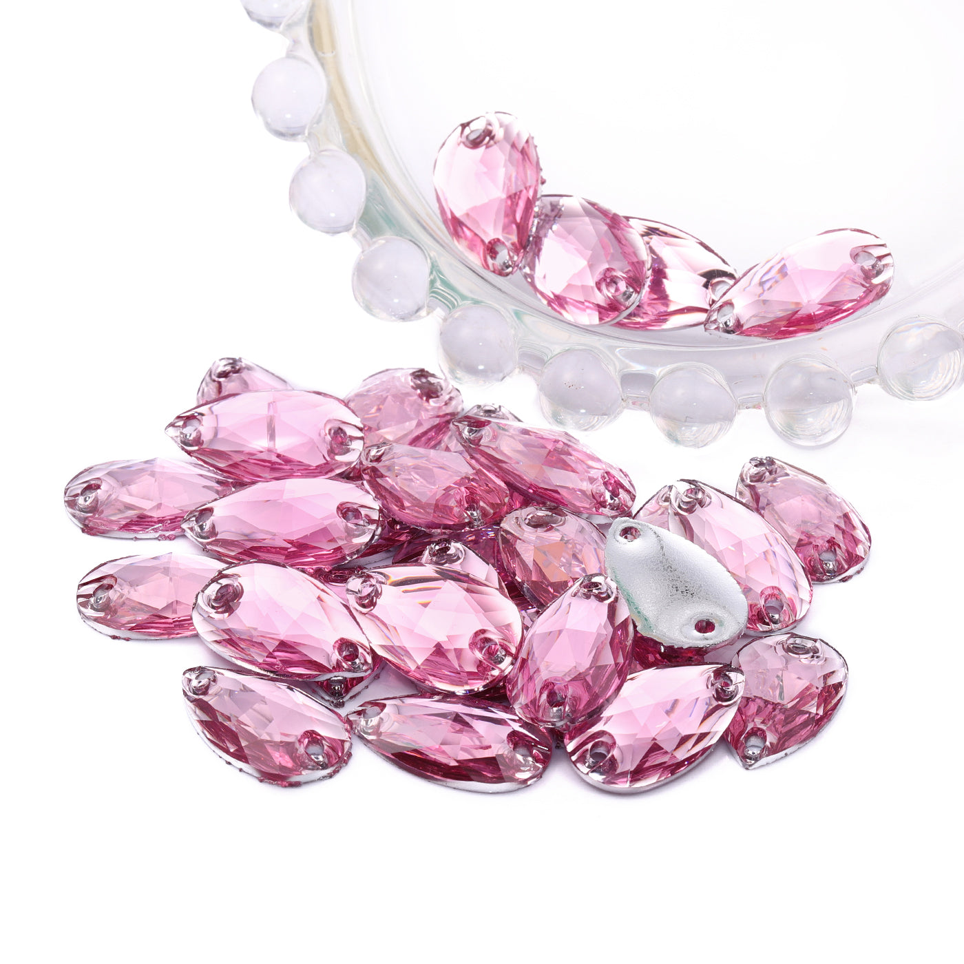 Drop Pink Resin Sew-on Rhinestones For Dance Costume WholesaleRhinestone