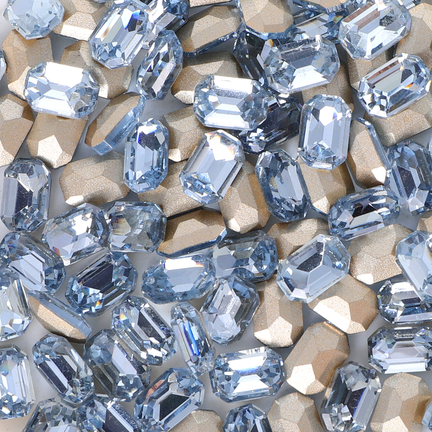 Lt lyse blå tynn åttekantet form glass spiss tilbake fancy rhinestones Secondary image