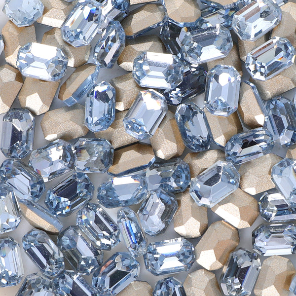 Lt Light Blue Thin Octagon Shape Glass Pointed Back Fancy Rhinestones WholesaleRhinestone