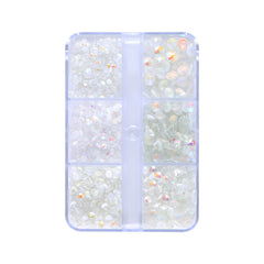 Gemischte Größen 6 Gitterbox Mocha Schimmer weißes Glas Flachback -Strass für Nagelkunst