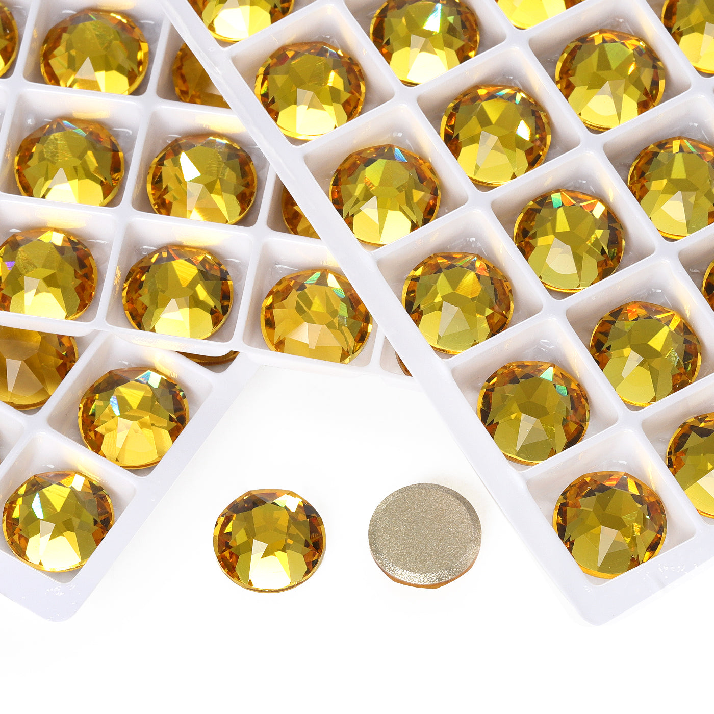 Light Topaz XIRIUS Round Shape High Quality Glass Beveled Flat Back Rhinestones WholesaleRhinestone