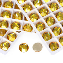 Light Topaz XIRIUS Round Shape High Quality Glass Beveled Flat Back Rhinestones WholesaleRhinestone