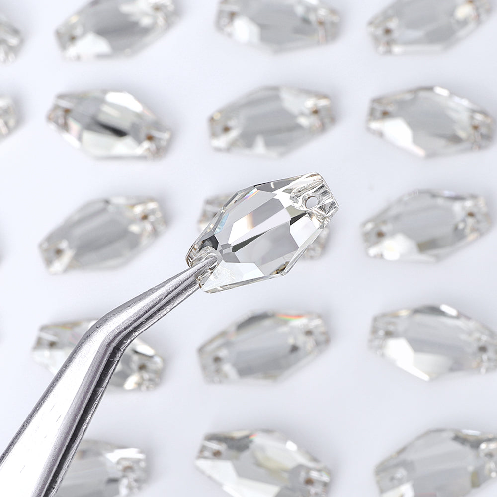 Silver Shade Hexagon Shape High Quality Glass Sew-on Rhinestones WholesaleRhinestone
