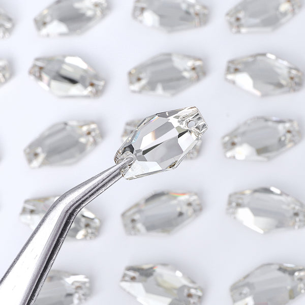 Silver Shade Hexagon Shape High Quality Glass Sew-on Rhinestones WholesaleRhinestone