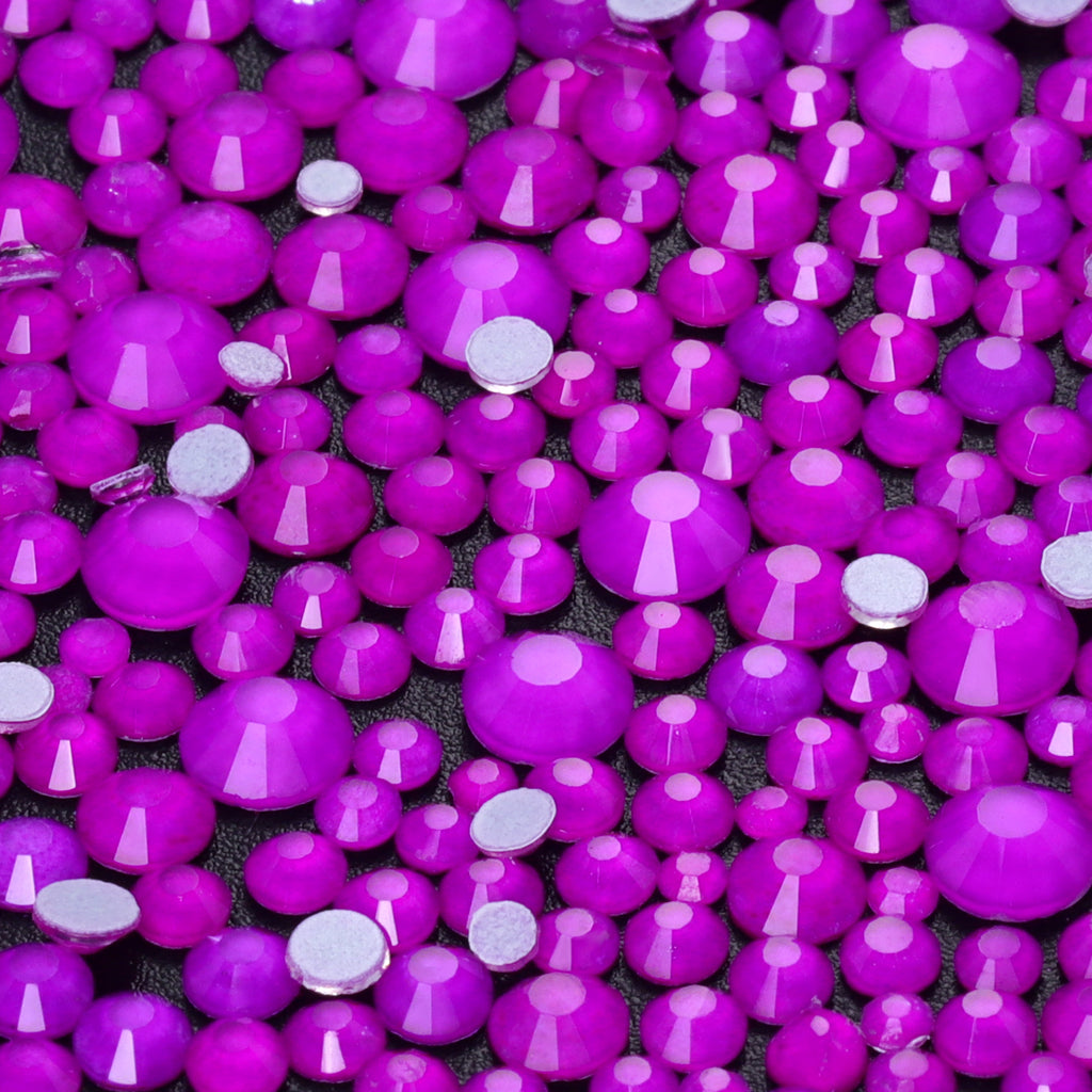 Mixed Sizes Neon Purple Glass Flat Back Rhinestones For Nail Art WholesaleRhinestone