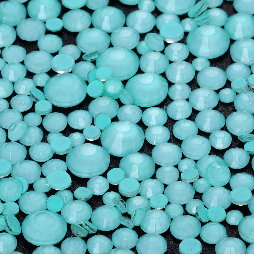 Mixed Sizes Neon Turquoise Glass Flat Back Rhinestones For Nail Art WholesaleRhinestone