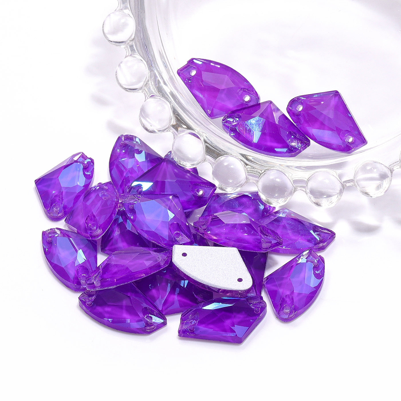 Electric Neon Violet Galactic Shape High Quality Glass Sew-on Rhinestones WholesaleRhinestone