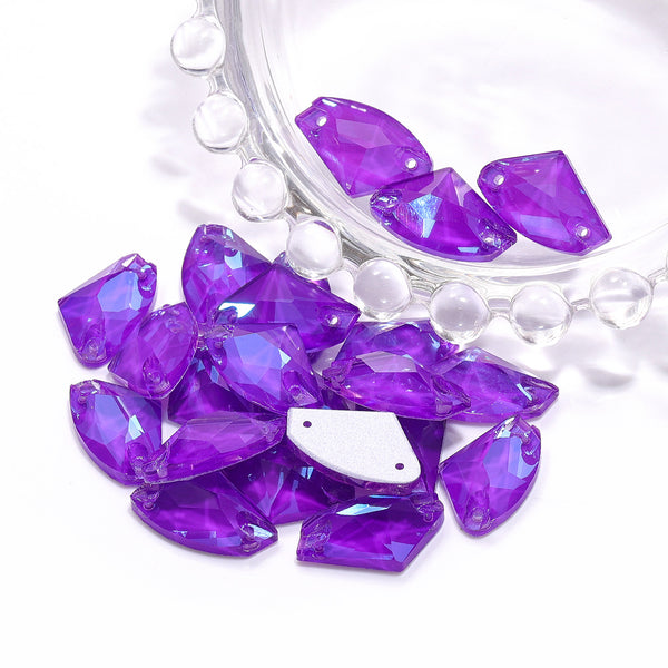 Electric Neon Violet Galactic Shape High Quality Glass Sew-on Rhinestones WholesaleRhinestone
