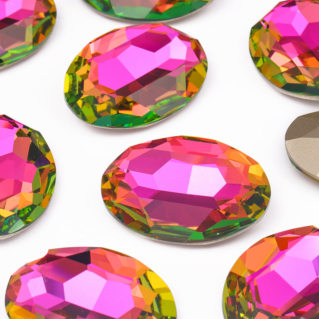 Vitrail Rose Big Oval Shape High Quality Glass Pointed Back Fancy Rhinestones WholesaleRhinestone