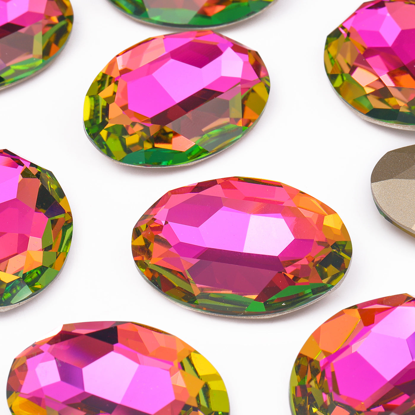 Vitrail Rose Big Oval Shape High Quality Glass Pointed Back Fancy Rhinestones WholesaleRhinestone