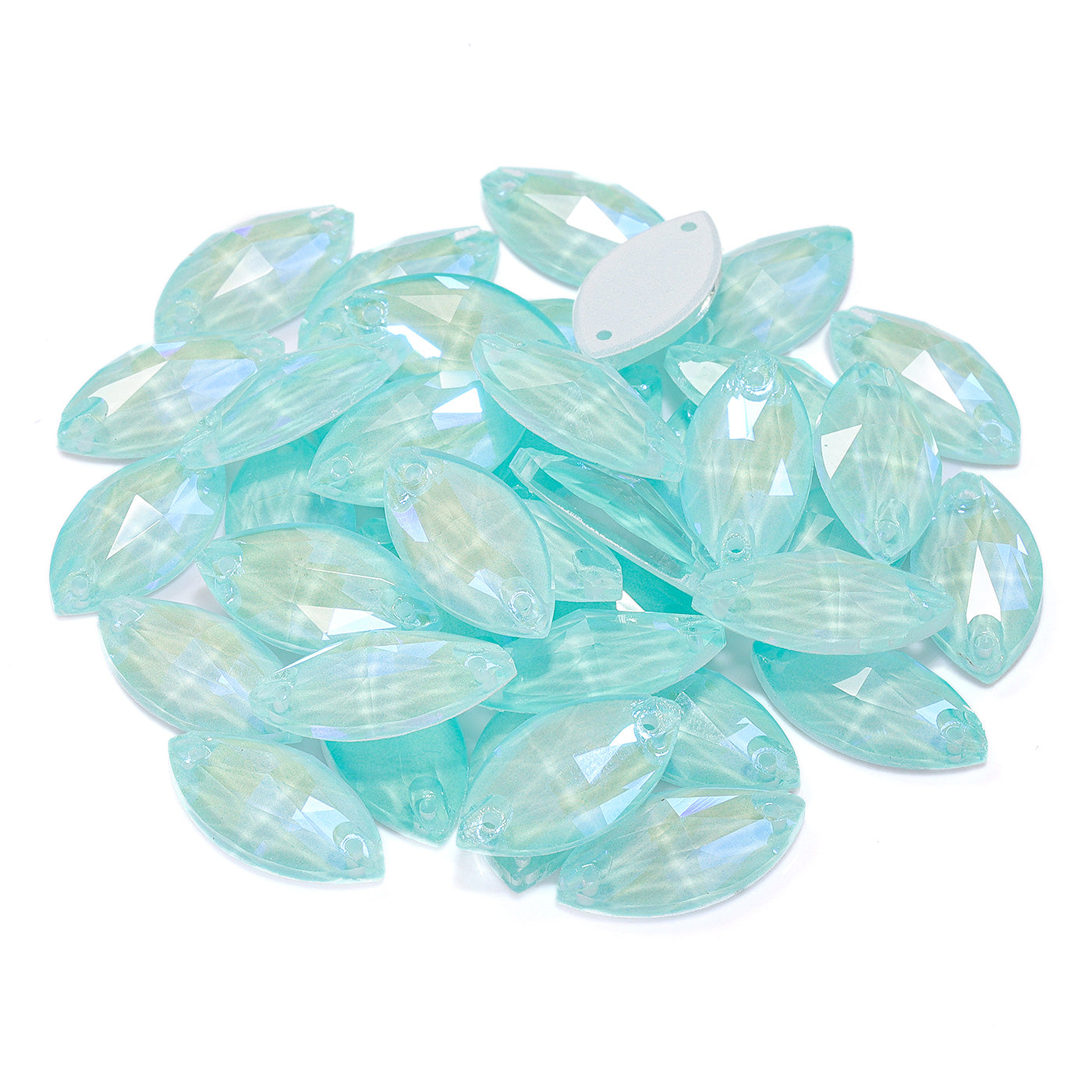 Electric Neon Light Azore Navette Shape High Quality Glass Sew-on Rhinestones Secondary image