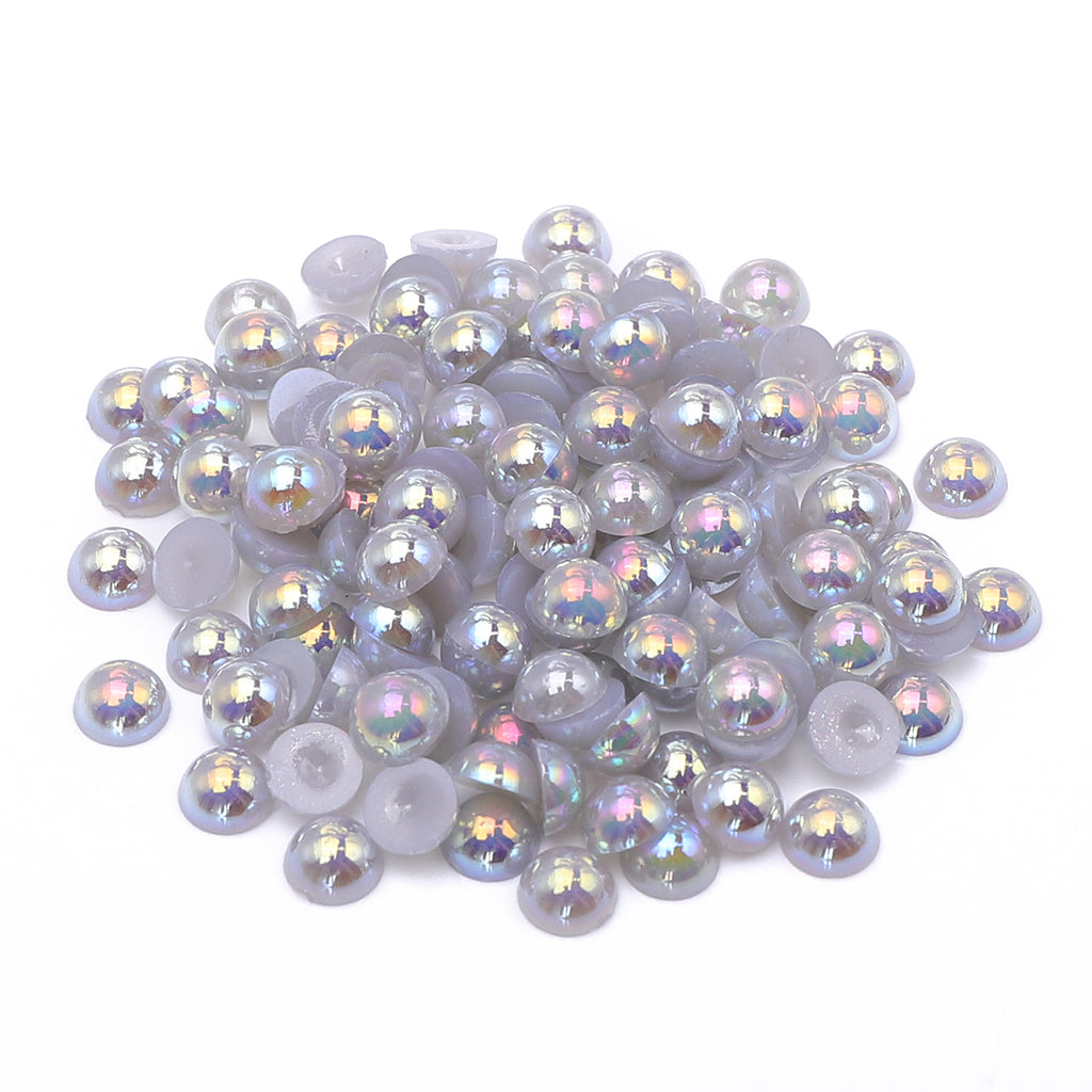 Light Silver Gray AB Resin Flat Back Pearls Multi Sizes WholesaleRhinestone
