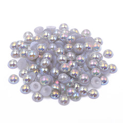 Light Silver Gray AB Resin Flat Back Pearls Multi Sizes WholesaleRhinestone