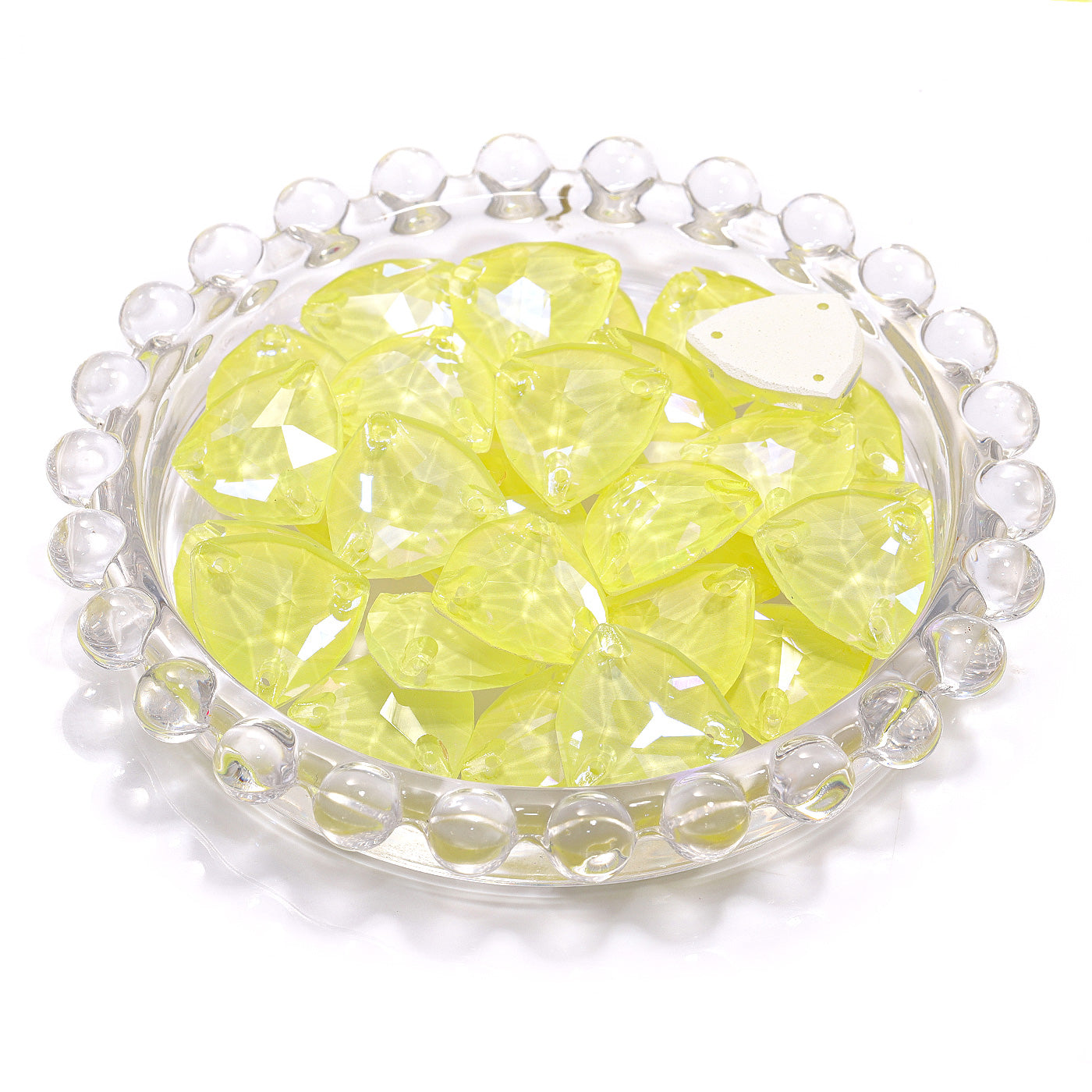 Electric Neon Light Topaz Trilliant Shape High Quality Glass Sew-on Rhinestones