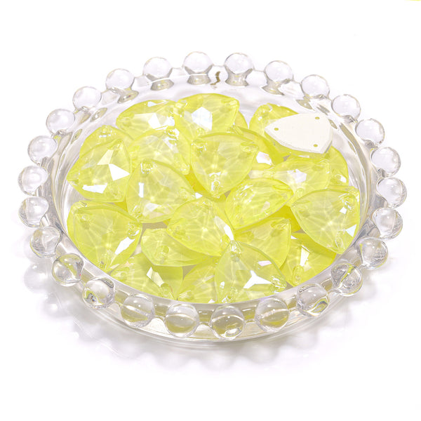 Electric Neon Light Topaz Trilliant Shape High Quality Glass Sew-on Rhinestones WholesaleRhinestone