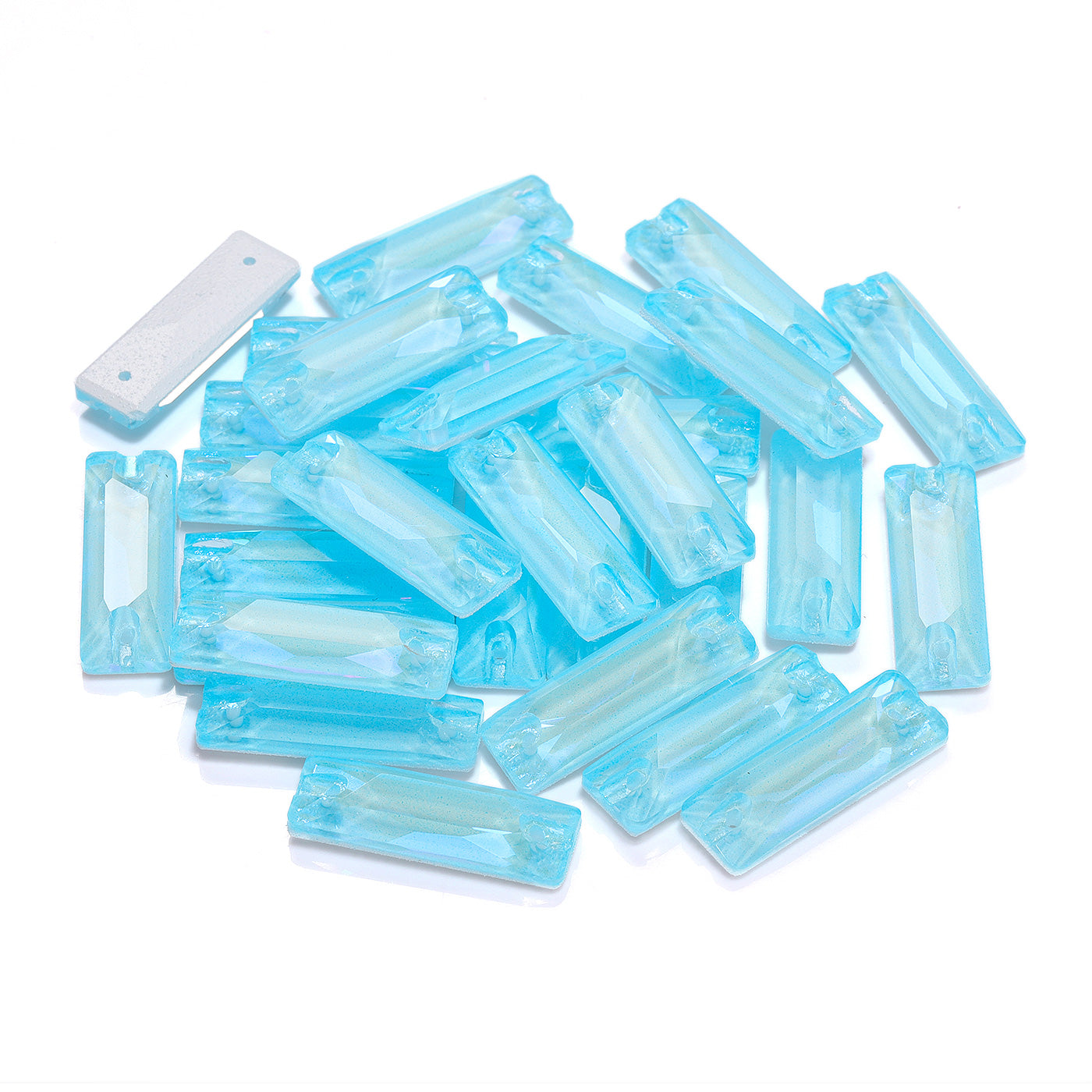 Electric Neon Aquamarine Cosmic Baguette Shape High Quality Glass Sew-on Rhinestones Secondary image