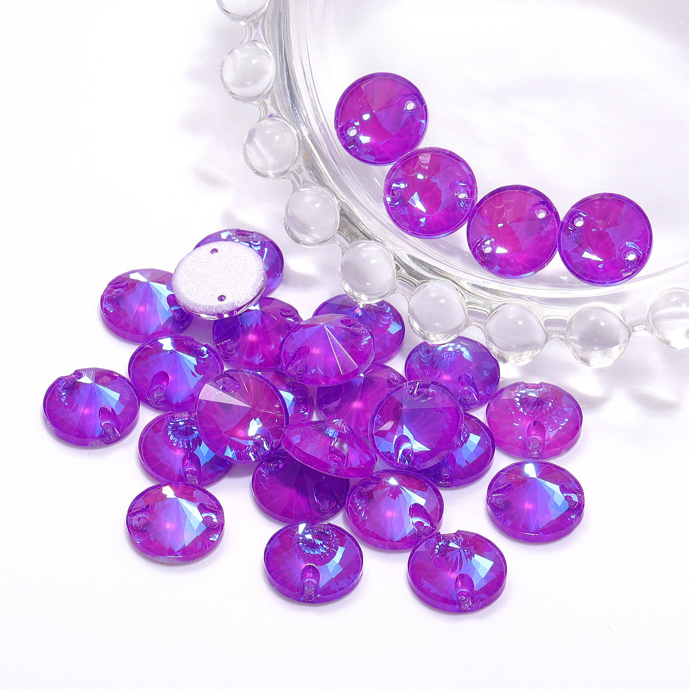 Electric Neon Violet Rivoli Shape High Quality Glass Sew-on Rhinestones