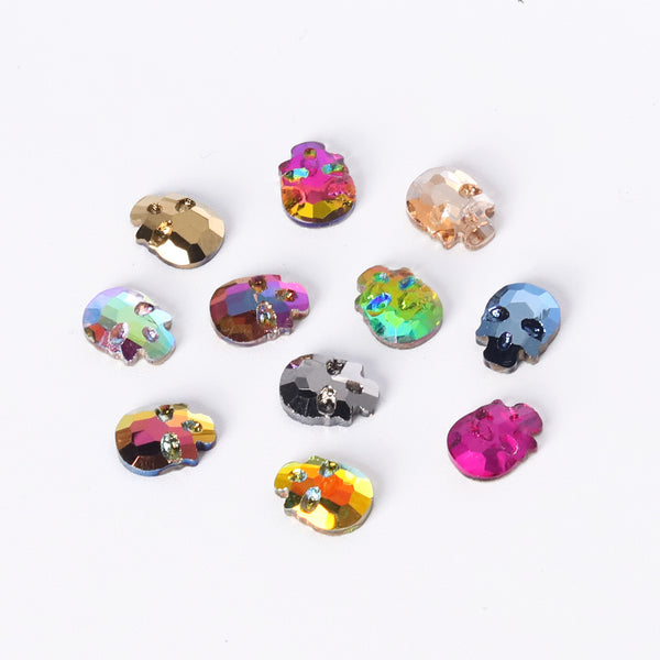 120 PCS Mixed Colors Skull Shape Glass Fancy Rhinestones For Nail Art HZ1203 WholesaleRhinestone