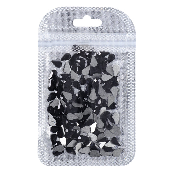 Raindrop Shape Black Flat Back Fancy Rhinestones