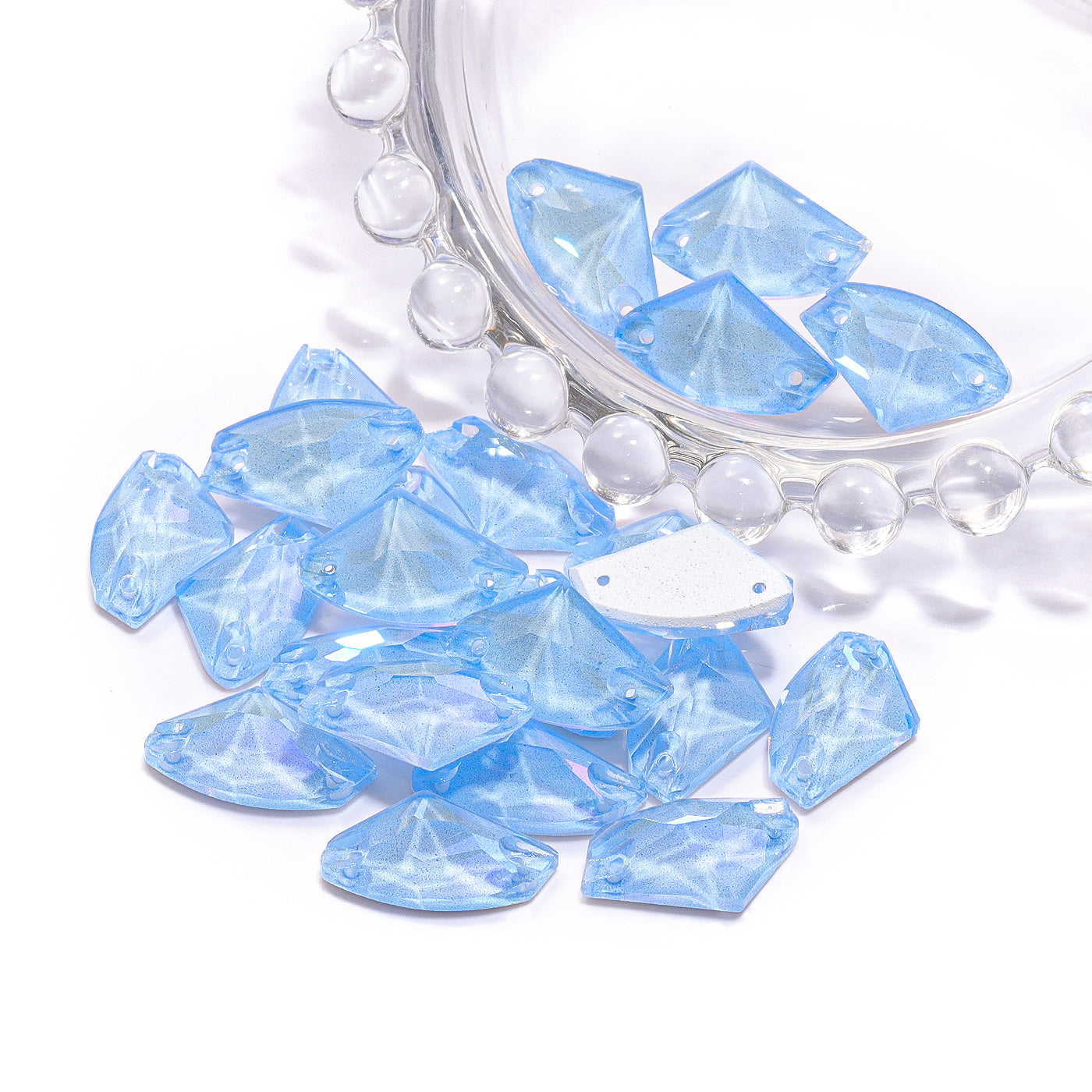 Electric Neon Light Blue Galactic Shape High Quality Glass Sew-on Rhinestones