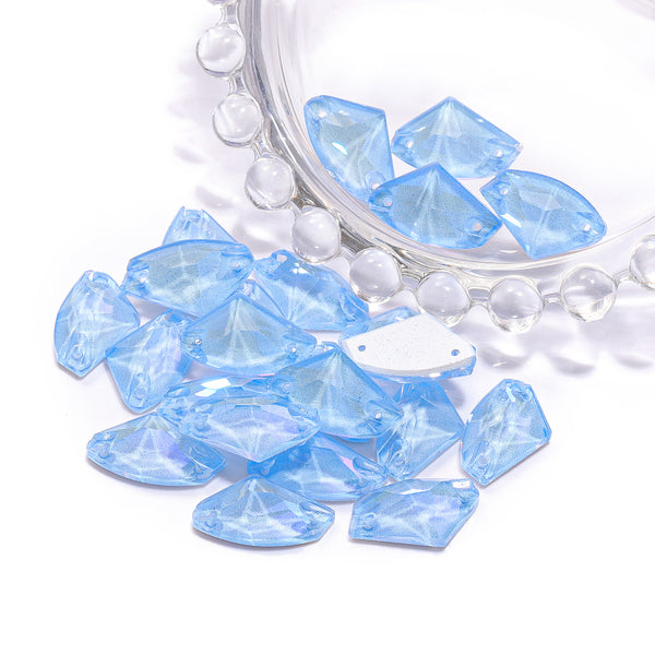 Electric Neon Light Blue Galactic Shape High Quality Glass Sew-on Rhinestones WholesaleRhinestone