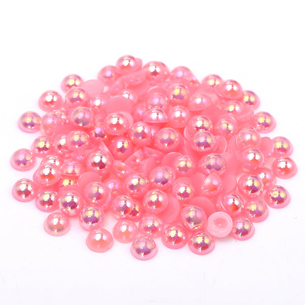 Dark Pink AB Resin Flat Back Pearls Multi Sizes WholesaleRhinestone