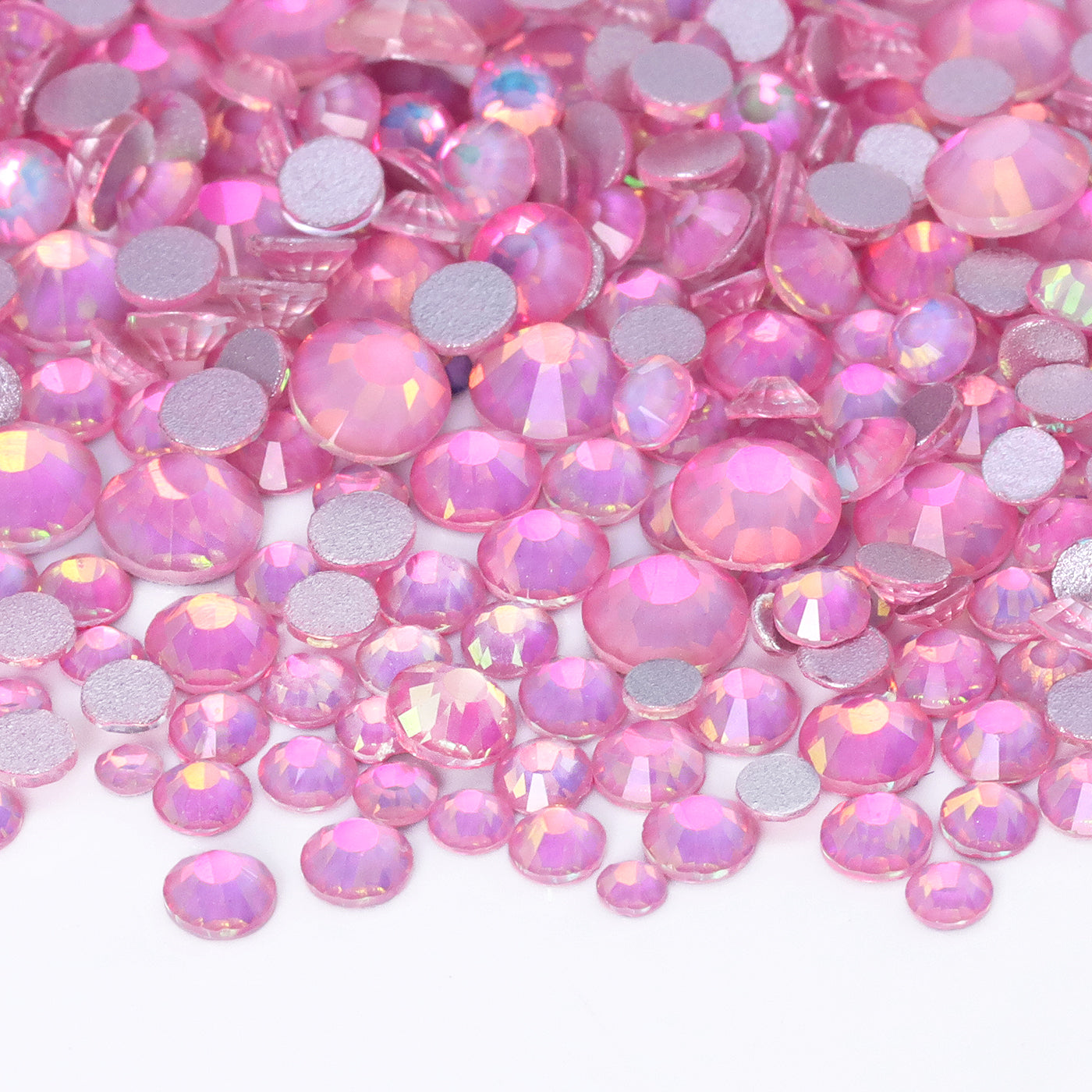 Mixed Sizes Crystal Pink Fairy Glass FlatBack Rhinestones For Nail Art Silver Back WholesaleRhinestone Imagen principal del producto