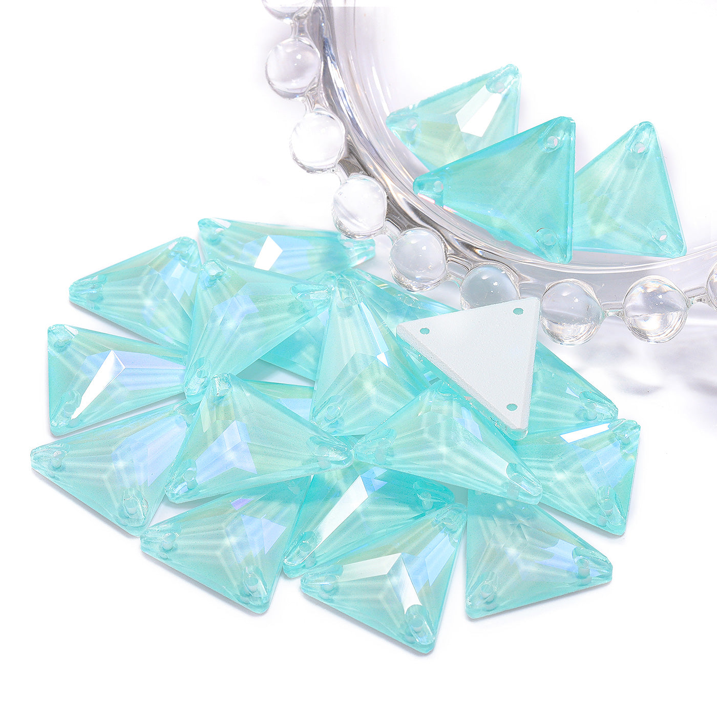 Electric Neon Light Azore Slim Triangle Shape High Quality Glass Sew-on Rhinestones WholesaleRhinestone