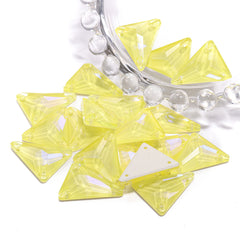 Electric Neon Light Topaz Slim Triangle Shape High Quality Glass Sew-on Rhinestones