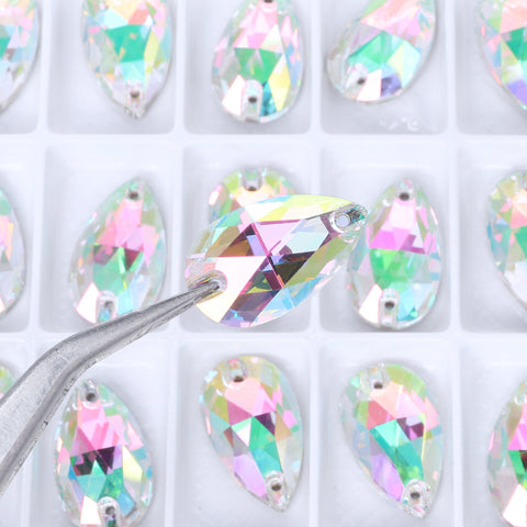 Crystal Phantom Drop Shape High Quality Glass Sew-on Rhinestones