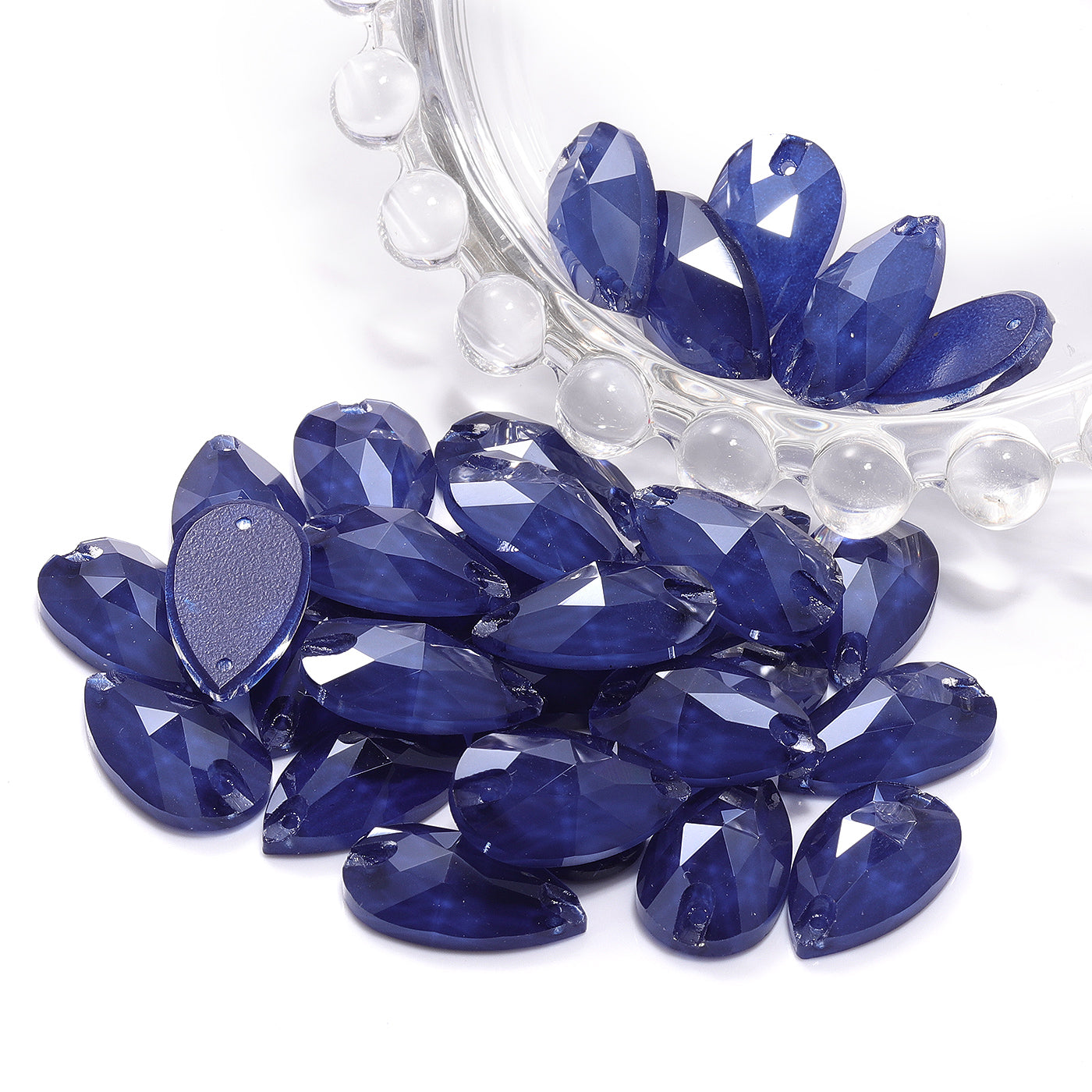 Mocha Sapphire Drop Shape High Quality Glass Sew-on Rhinestones