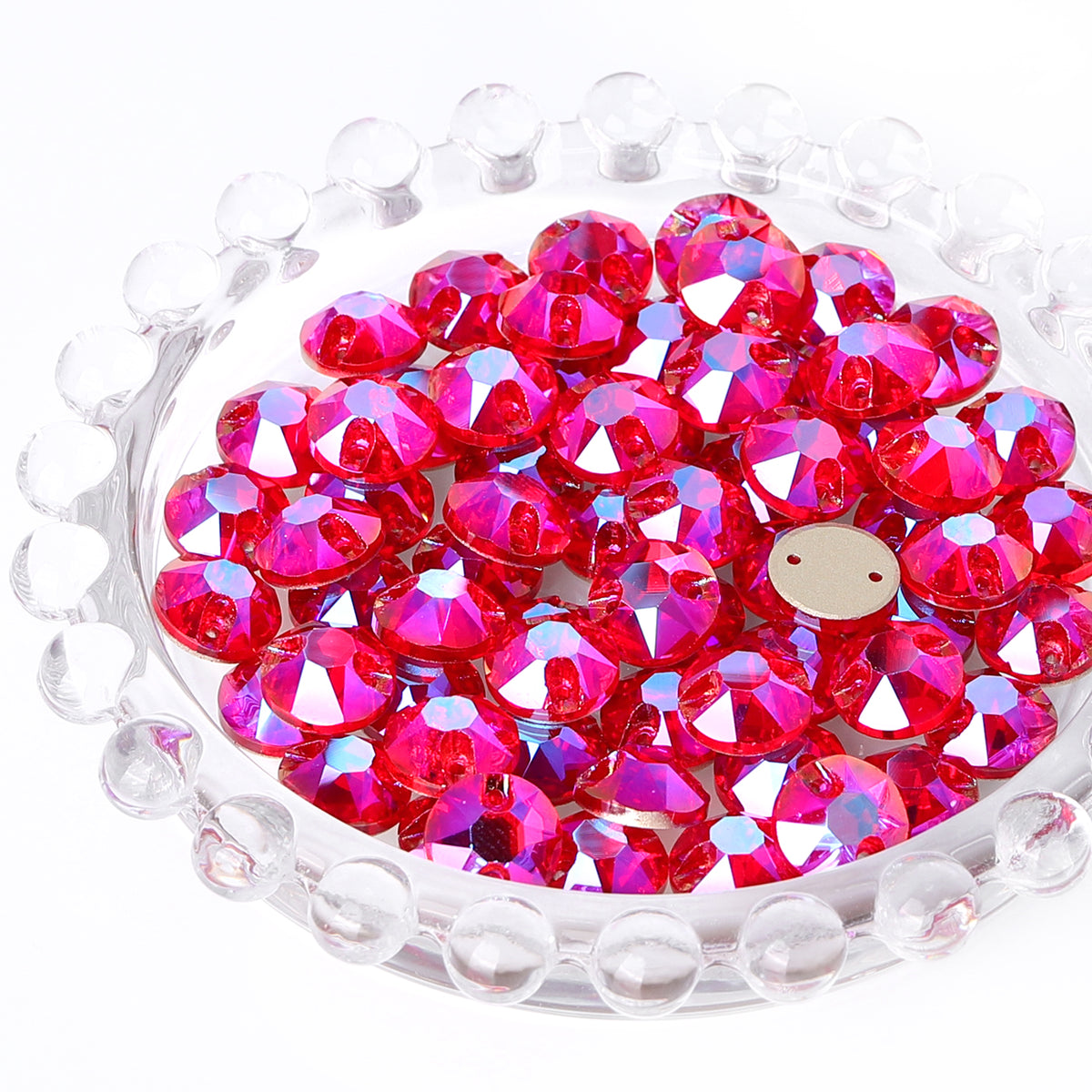 Light Siam Shimmer XIRIUS Round Shape High Quality Glass Sew-on Rhinestones WholesaleRhinestone