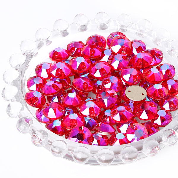 Light Siam Shimmer XIRIUS Round Shape High Quality Glass Sew-on Rhinestones WholesaleRhinestone