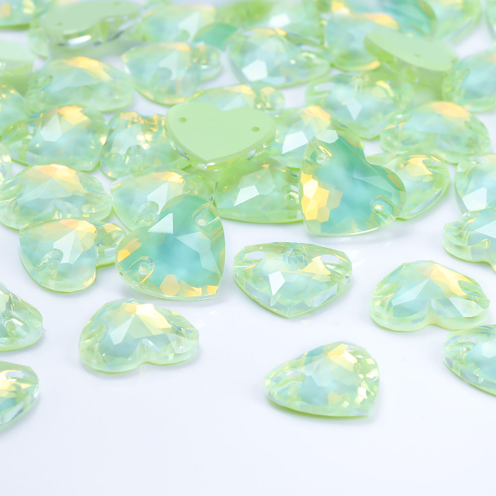 Light Azore AM Heart Shape High Quality Glass Sew-on Rhinestones WholesaleRhinestone