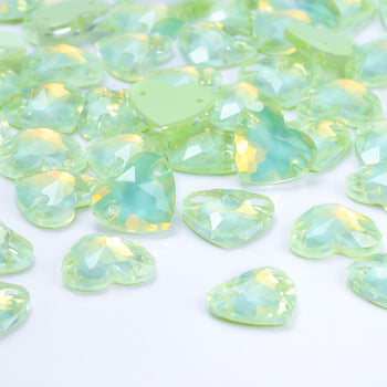 Light Azore AM Heart Shape High Quality Glass Sew-on Rhinestones WholesaleRhinestone