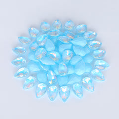 Aquamarine AM Drop Shape Glass Pointed Back Fancy Rhinestones