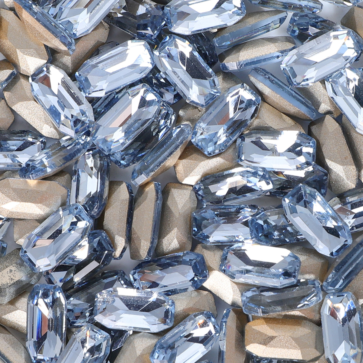 Lt Light Blue Elongated Imperial Shape Glass Pointed Back Fancy Rhinestones WholesaleRhinestone