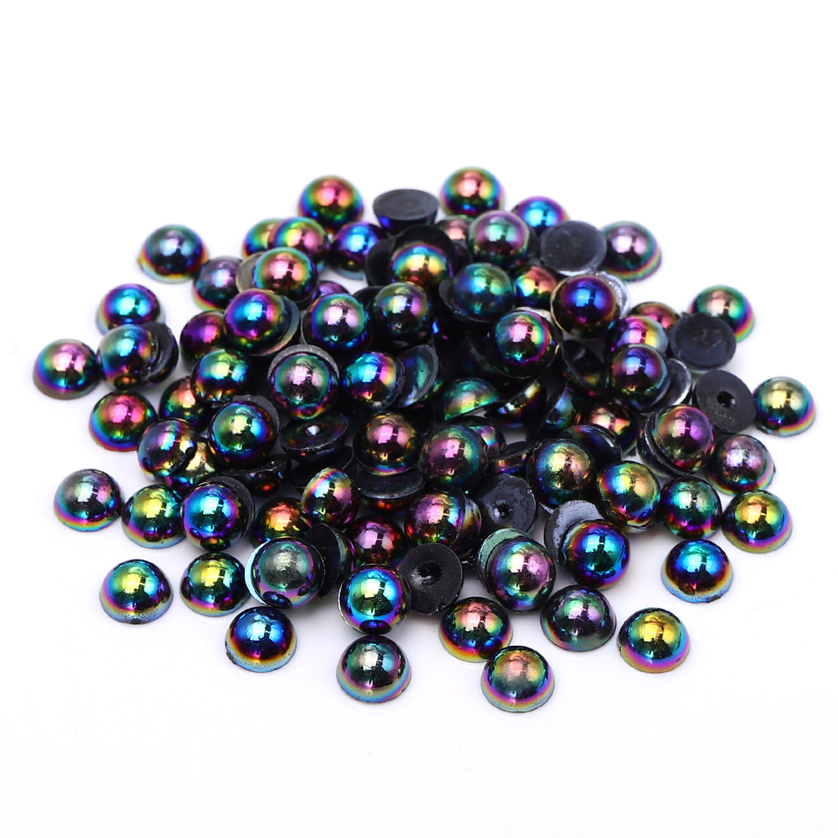 Black AB Resin Flat Back Pearls Multi Sizes WholesaleRhinestone
