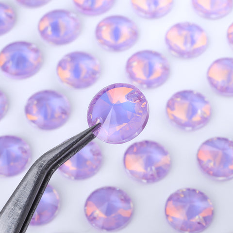 Lavender AM Rivoli  Shape High Quality Glass Sew-on Rhinestones