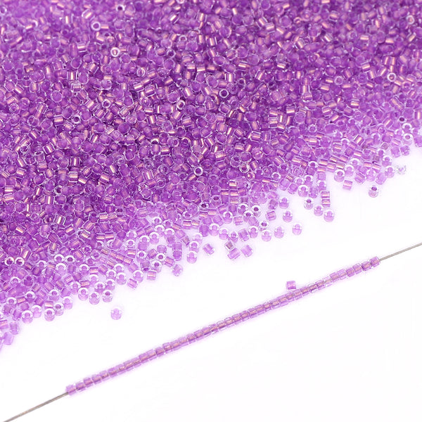Transparent Color Lined Purple Hight Quality Glass Cylinder Seed Beads 1.6 MM Size DJS5003 WholesaleRhinestone