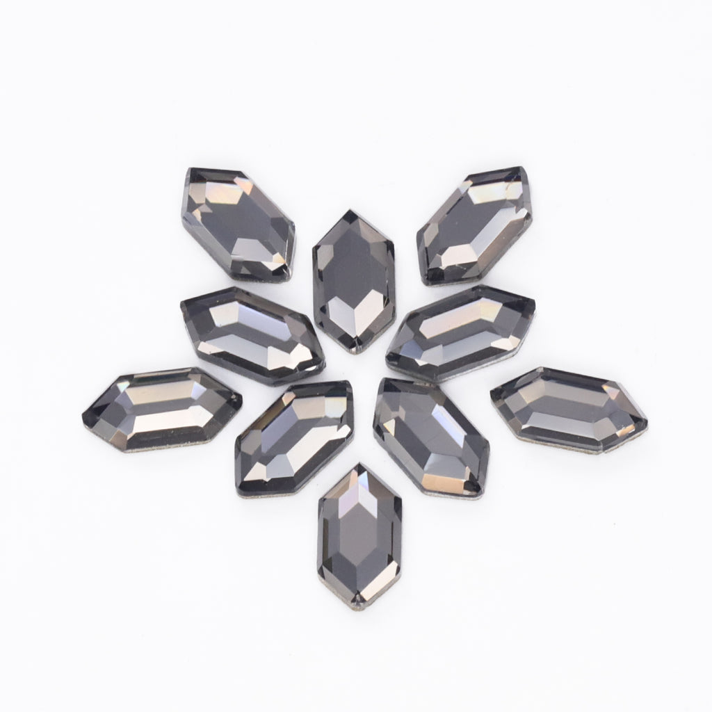 Elongated Hexagon Shape Black Diamond Flat Back Fancy Rhinestones WholesaleRhinestone
