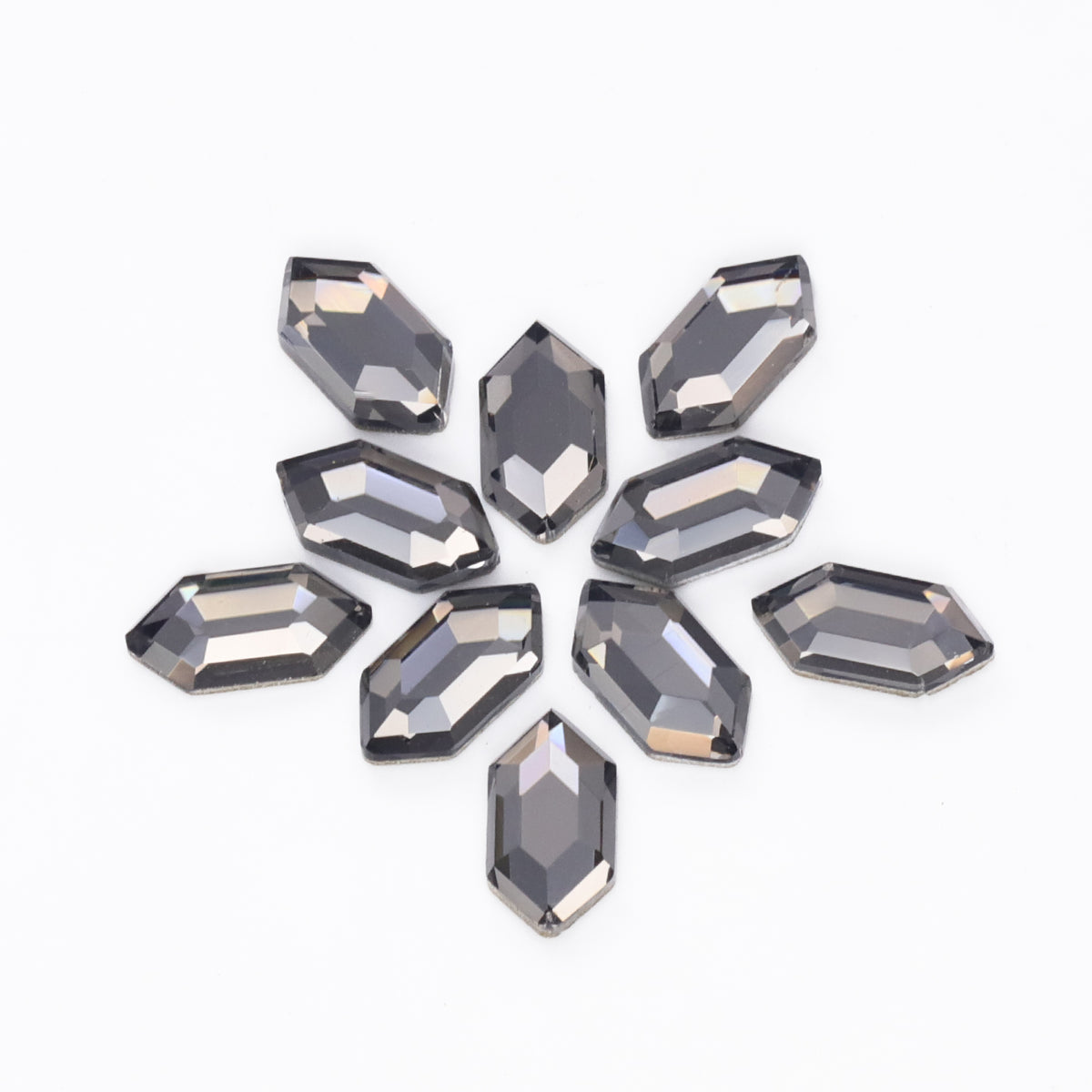Elongated Hexagon Shape Black Diamond Flat Back Fancy Rhinestones WholesaleRhinestone