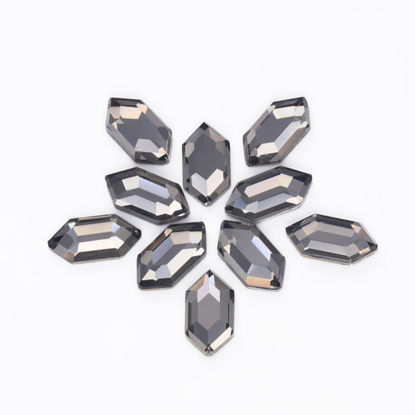 Elongated Hexagon Shape Black Diamond Flat Back Fancy Rhinestones WholesaleRhinestone