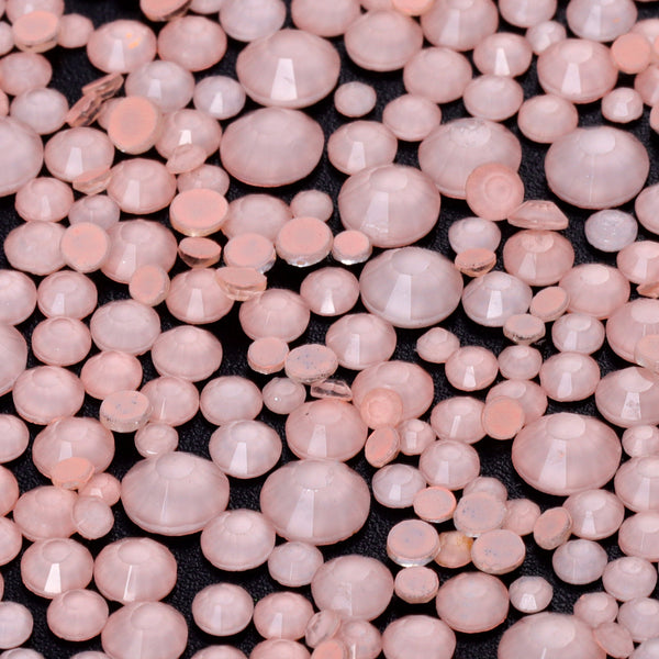 Mixed Sizes Neon Peach Pink Glass Flat Back Rhinestones For Nail Art WholesaleRhinestone