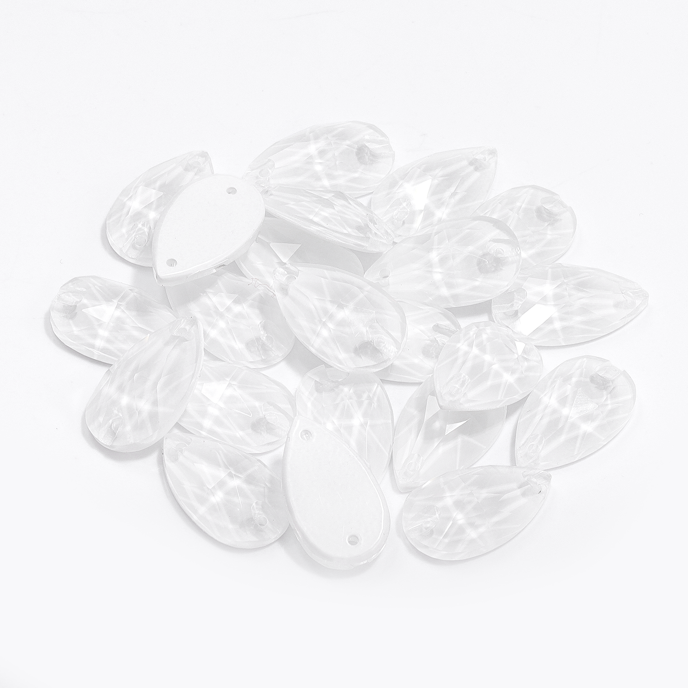 Mocha White Drop Shape High Quality Glass Sew-on Rhinestones WholesaleRhinestone Imagen principal del producto