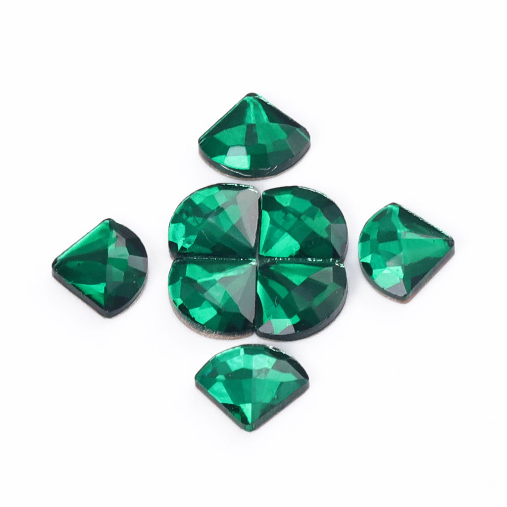 Sector Shape Dark Green Flat Back Fancy Rhinestones WholesaleRhinestone