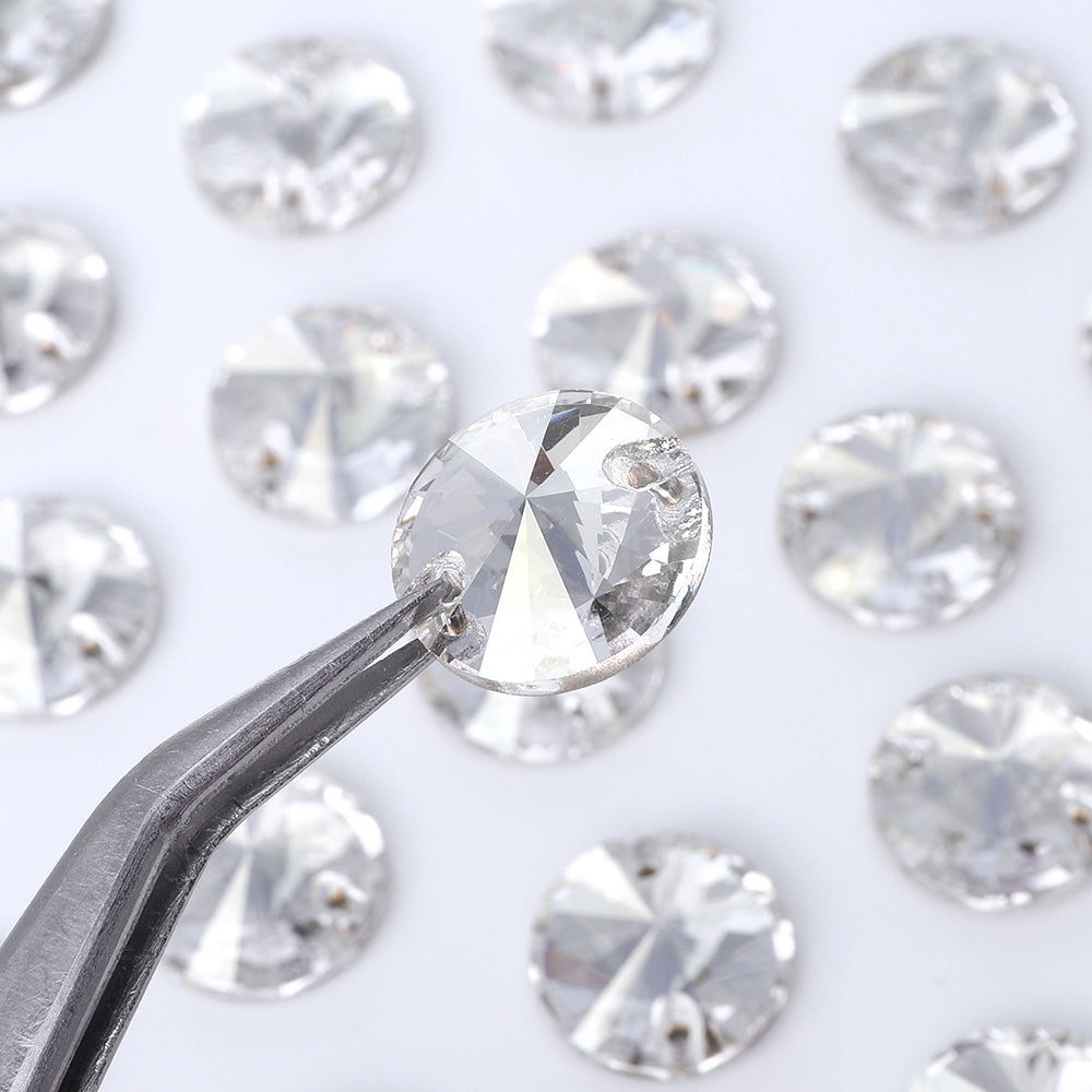 Silver Shade Rivoli  Shape High Quality Glass Sew-on Rhinestones WholesaleRhinestone