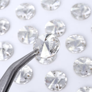 Silver Shade Rivoli  Shape High Quality Glass Sew-on Rhinestones WholesaleRhinestone