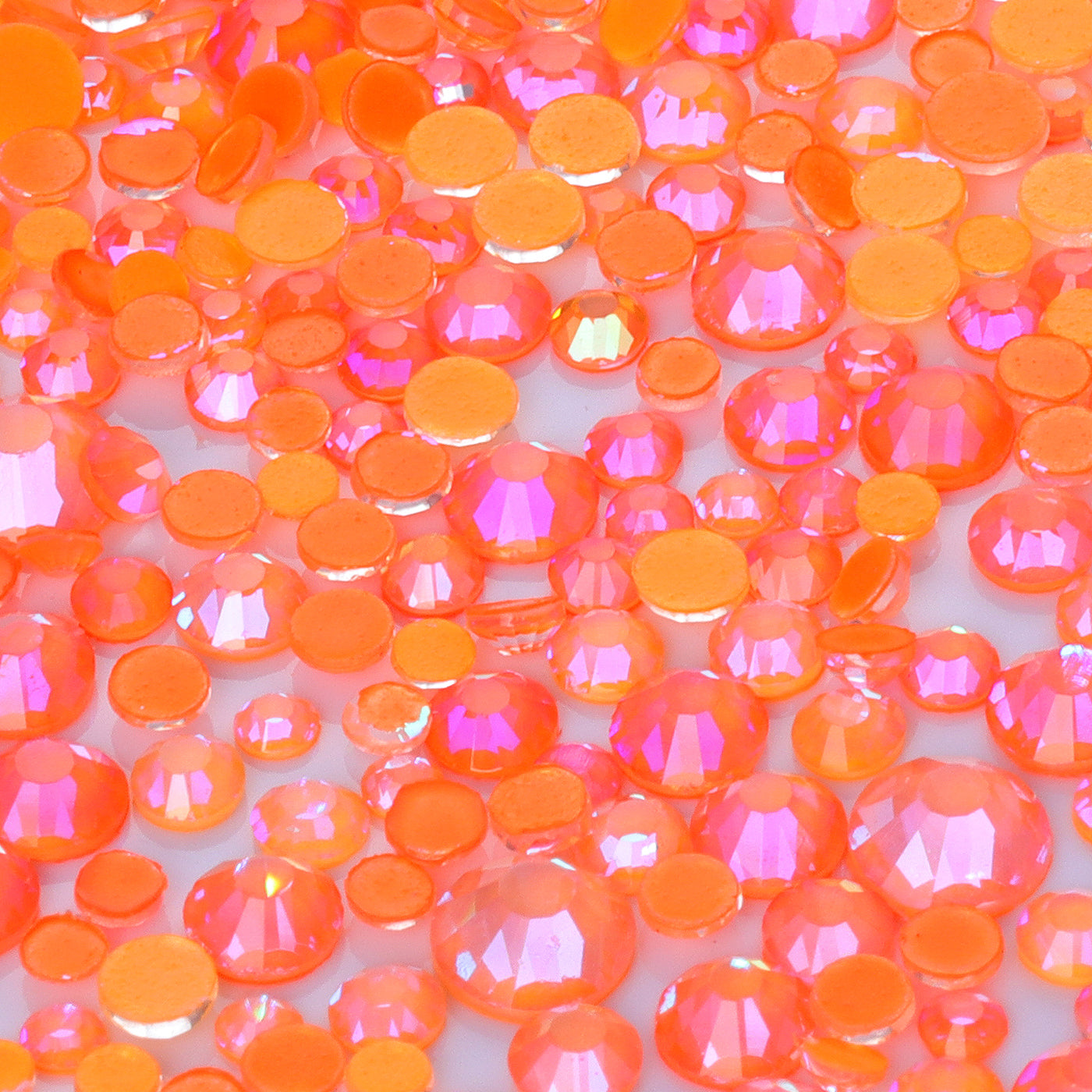 Mixed Sizes Mocha Shimmer Orange Glass Flat Back Rhinestones For Nail Art